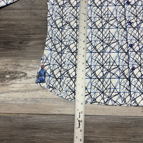 Au Noir Mens 5 L Geometric Intersecting Lines Flip Cuffs Button Up Dress Shirt - Picture 8 of 9